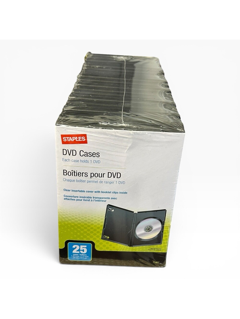 Staples DVD Cases 25 Pack Standard 1 Disc Cases New Sealed Black Storage